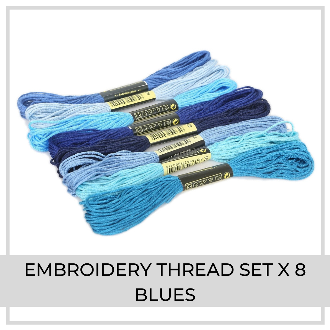 Embroidery Thread Set | 8 Pieces (Blues)