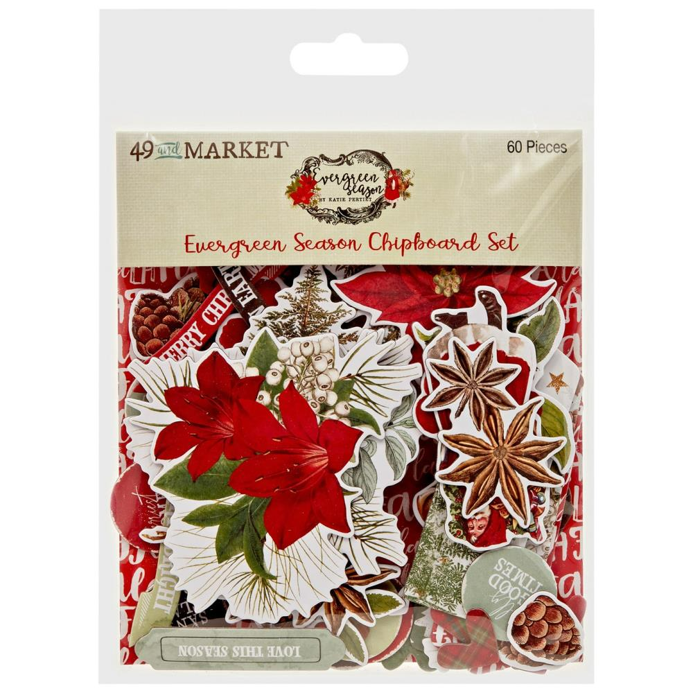 Evergreen Season Chipboard Set (60 Pcs) | 49 and Market