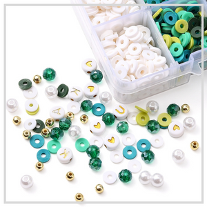 Flat Beads Set (Green) | Heishi / Polymer Clay Bead Set