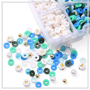 Flat Beads Set (Blue) | Heishi / Polymer Clay Bead Set