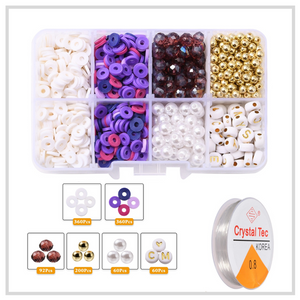 Flat Beads Set (Purple) | Heishi / Polymer Clay Bead Set