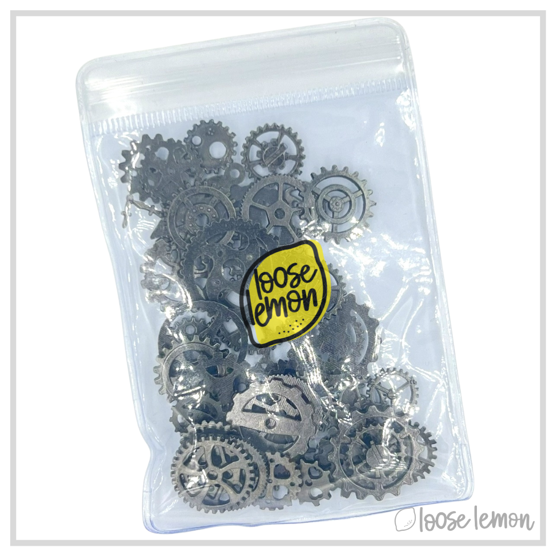 Cog & Gear Charms | Gunmetal