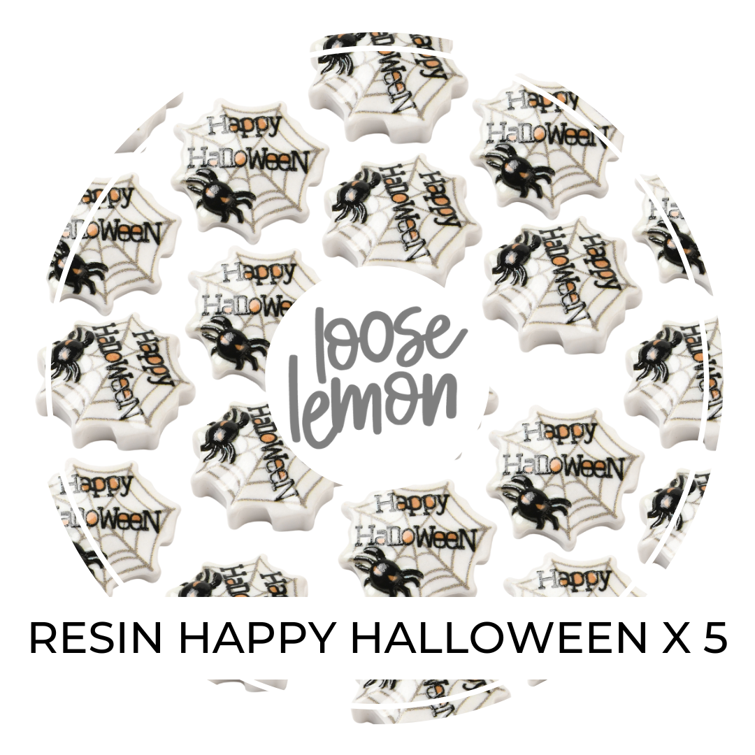 Halloween Resin "Happy Halloween" x 5 | Flatback