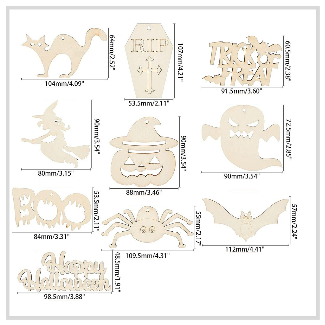 Large Halloween Wood Icons x 10