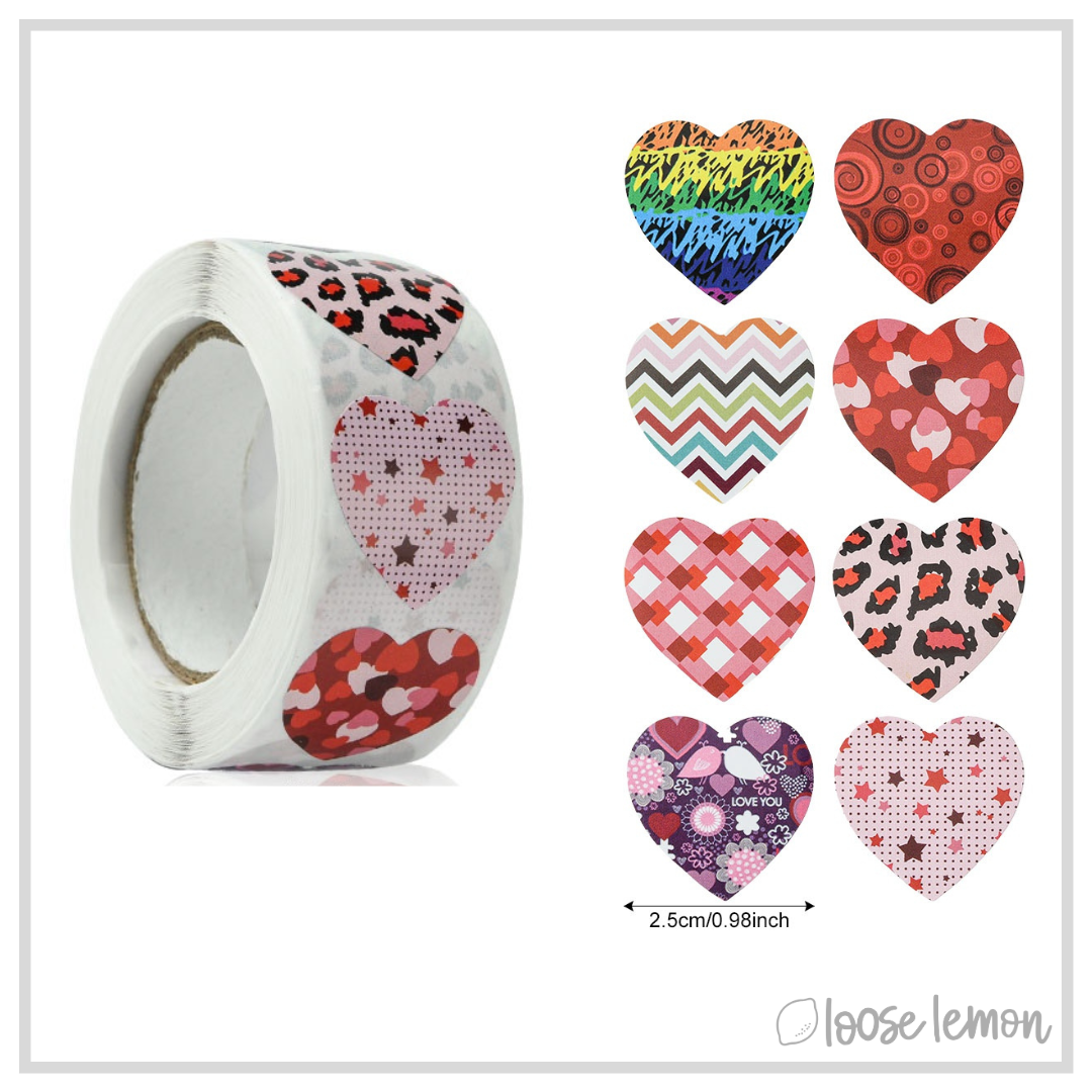 CLEARANCE 500 x Heart Stickers/Seals (Copy)