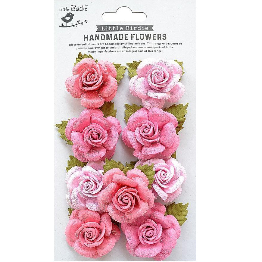 Little Birdie Handmade Paper Flowers | Shabby Chic Glitter Bouquet (Pink)