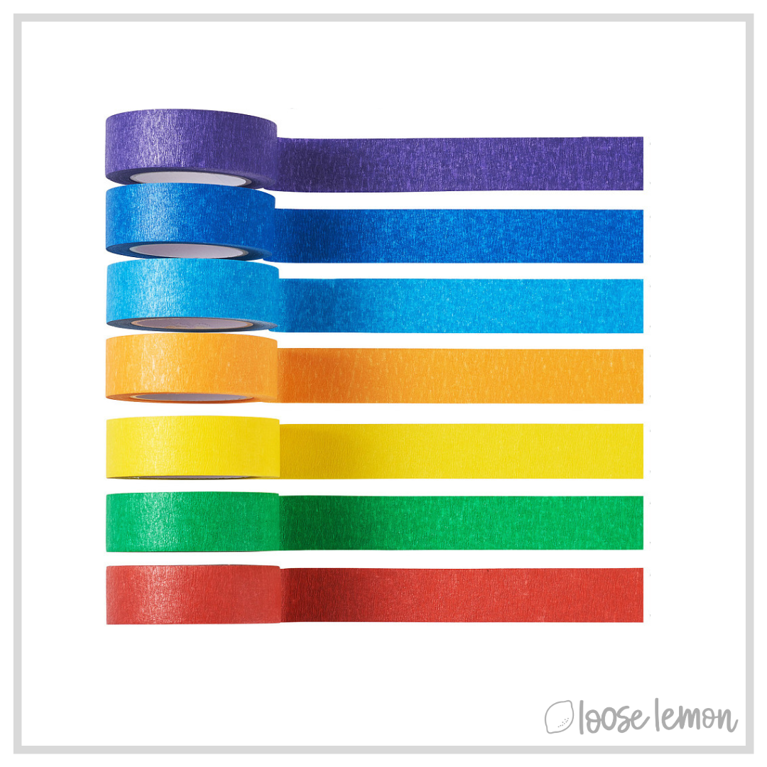 Rainbow Crepe Washi Tape Set  (7 x 15M)