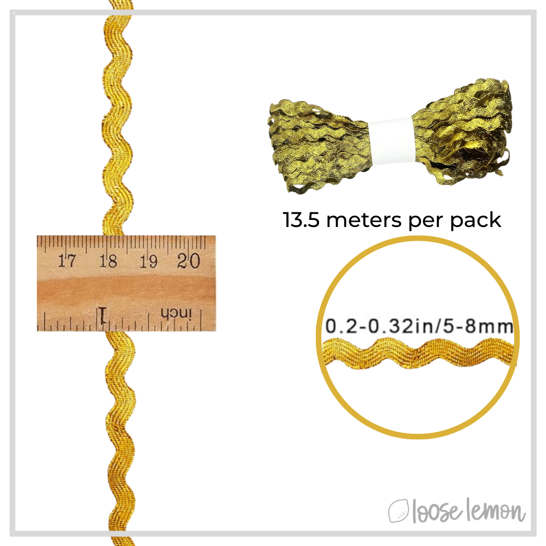 Ric Rac Ribbon (13m) | Metallic Gold