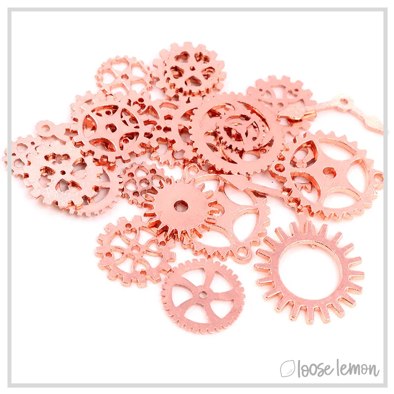 Cog & Gear Charms | Rose Gold