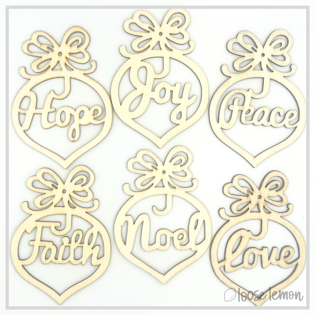 Wooden Word Tags x 6