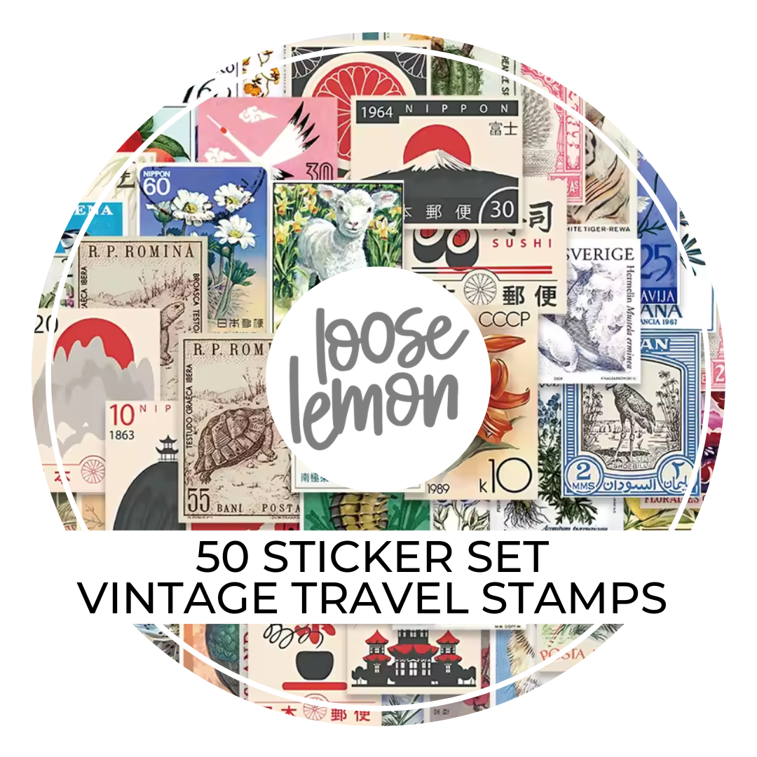 50 Sticker Set | Vintage Travel Stamps