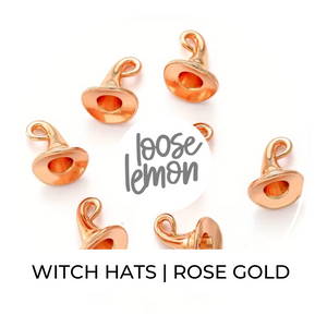 Mini Witch Hat Charms x 6 (Rose Gold)
