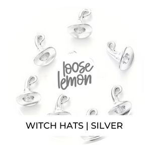 Mini Witch Hat Charms x 6 (Silver)