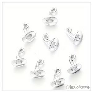 Mini Witch Hat Charms x 6 (Silver)