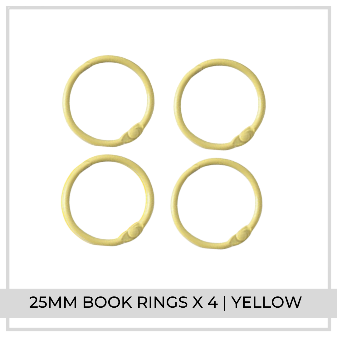 25mm Book Rings x 4 | Yellow