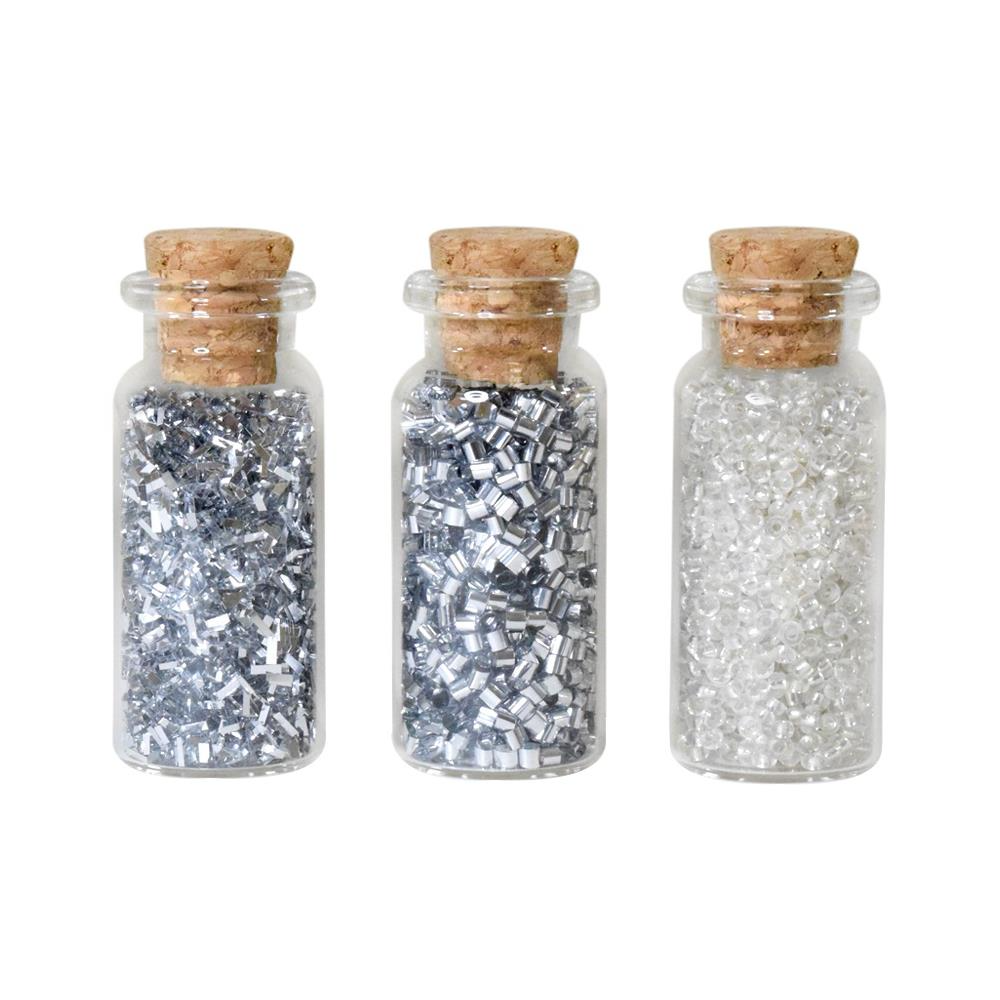 Craft Decor Glitter & Bead Accents X 3 (Silver)