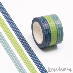 Grid Trio Washi Tape (Blue/Green)