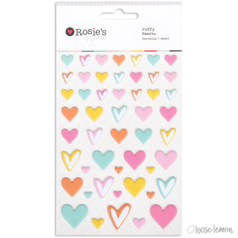 Rosie'S Studio | Puffy Heart Stickers (Bright)