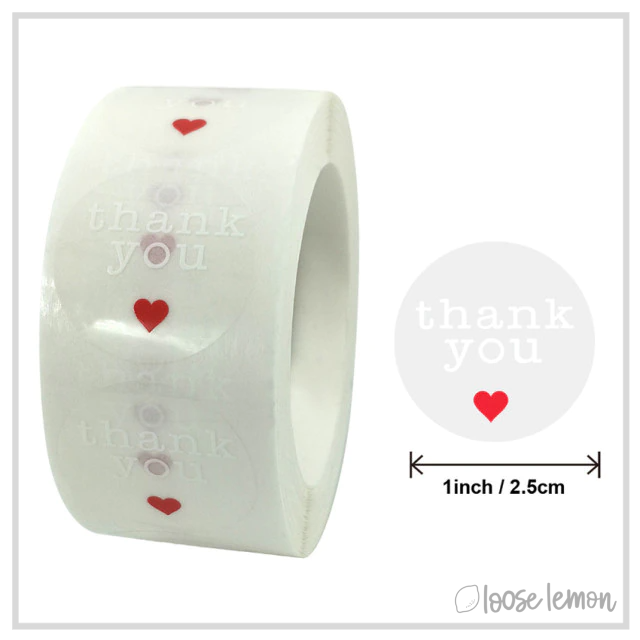 100 Thank You White 1" Stickers/Seals