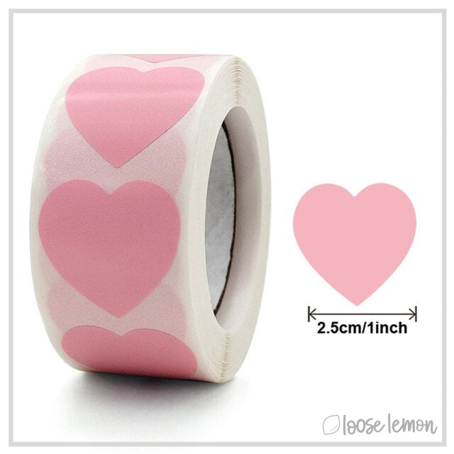 100 Heart (Blush) 1" Stickers/Seals