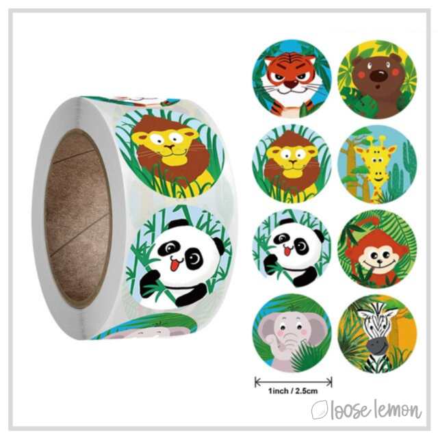 100 Jungle Japers 1" Stickers/Seals