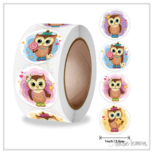 100 Lovely Owls 1" Stickers/Seals
