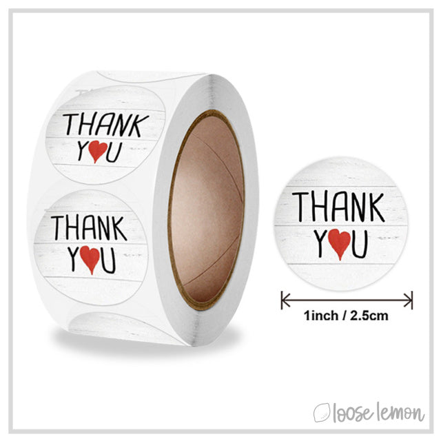 100 Thank You Woodgrain 1" Stickers/Seals