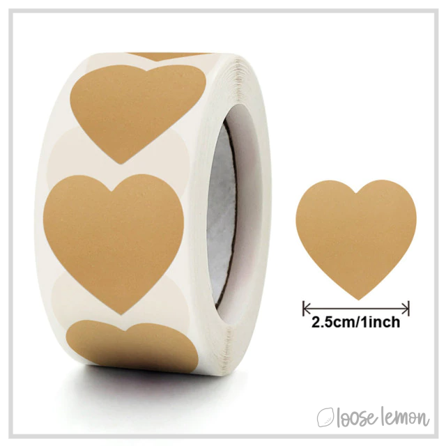 100 Heart (Peach) 1" Stickers/Seals