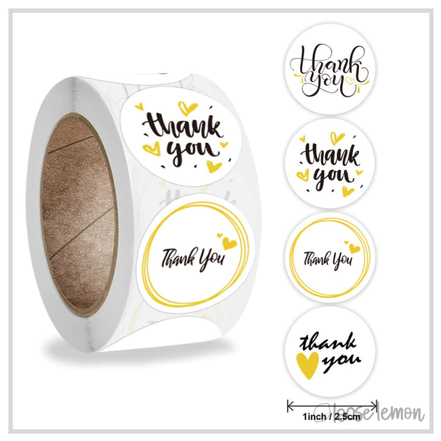100 Thank You Kraft 1" Stickers/Seals